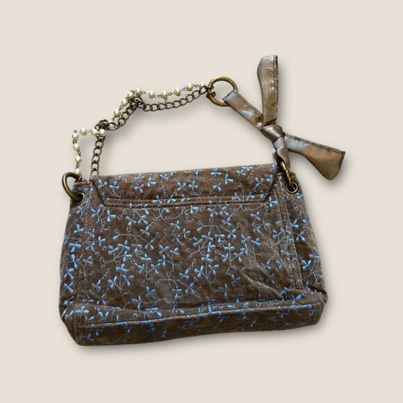 Gap velvet Embroidered Brown and Blue Women's Bag - Picture 2 of 8
